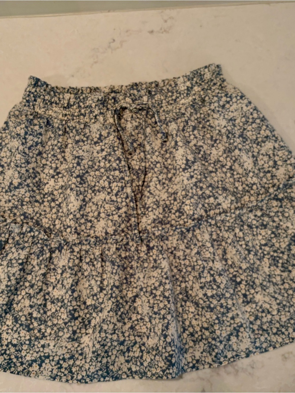 Paper Crane Floral Tiered skirt Blue/White Cottagecore Preppy Feminine Boho